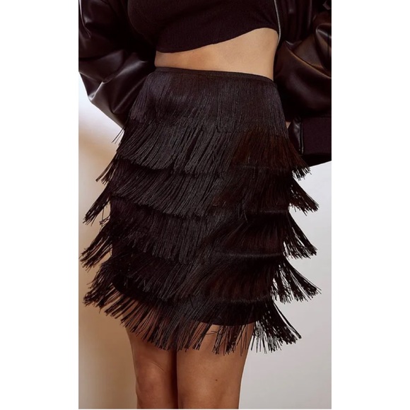 SKIRT NA-KD Pencil brown skit Fringed Skirt - Picture 1 of 9